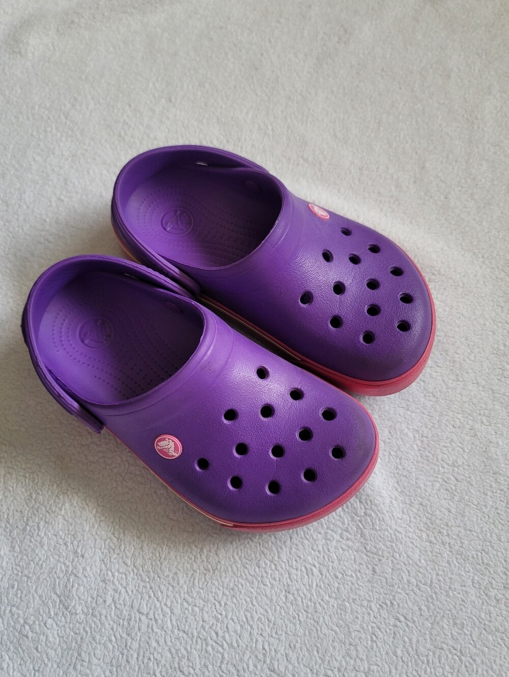 CROCS Kids Purple Clogs with Pink Accent Size Big Kids 3